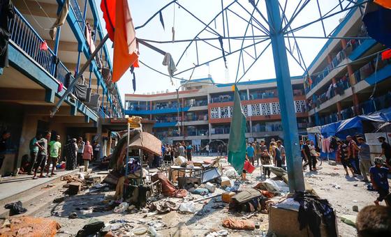 An UNRWA-run school, which was converted into a shelter, was severely damaged by previous strikes. (file) An UNRWA-run school, which was converted into a shelter, was severely damaged by previous strikes. (file)