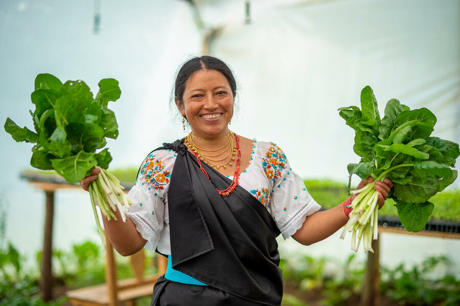 woman holding plants