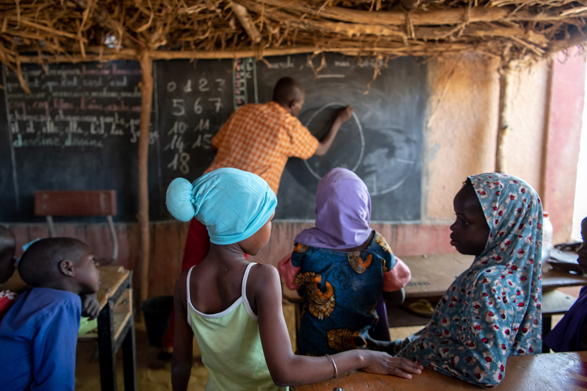 A group of young children attending a math class.